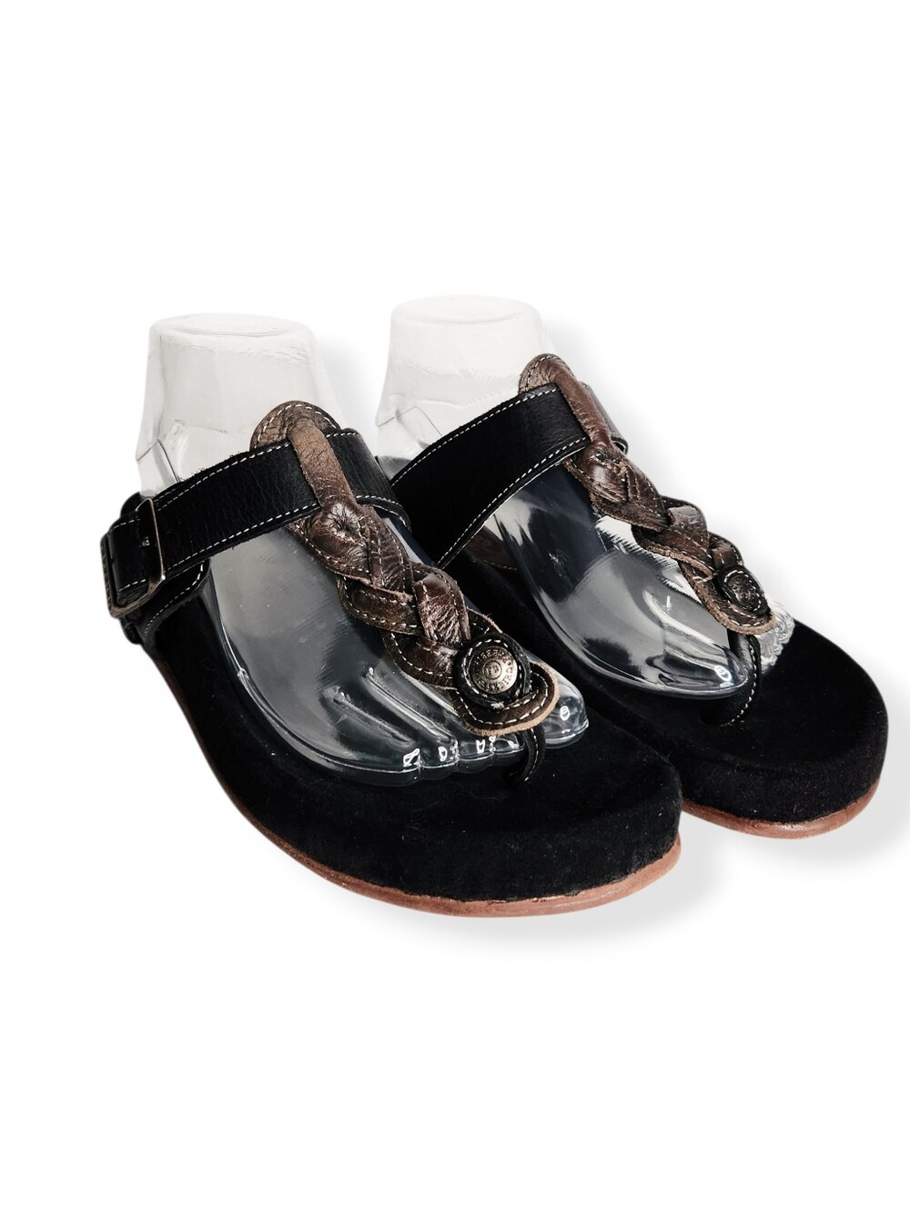 Freebird Athena Women's Black Brown Leather Braided Sandals Flip Flops Size 9 - Picture 11 of 11
